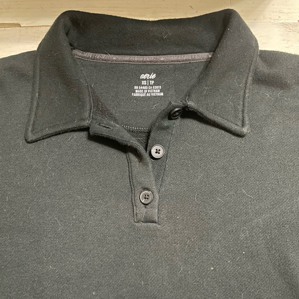 black Aerie cropped polo sweatshirt, W XS
